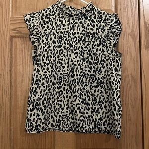 Leopard Print Ruffle Sleeve Top